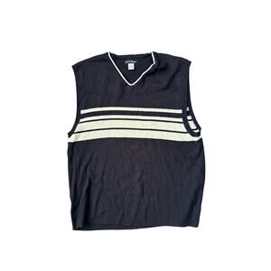 Vintage Preppy Golf Y2K 90s Cotton Striped Vest Mens Large 100% Cotton